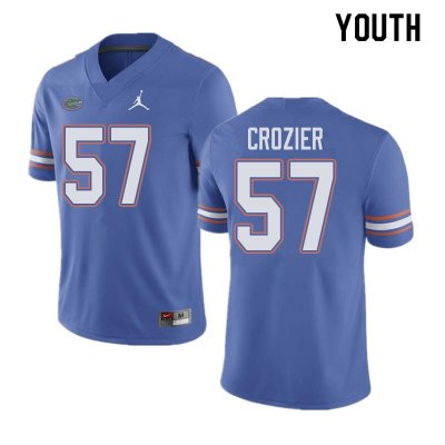 Youth Florida Gators #57 Coleman Crozier NCAA Jordan Brand Blue Authentic Stitched College Football Jersey UYW2762LL